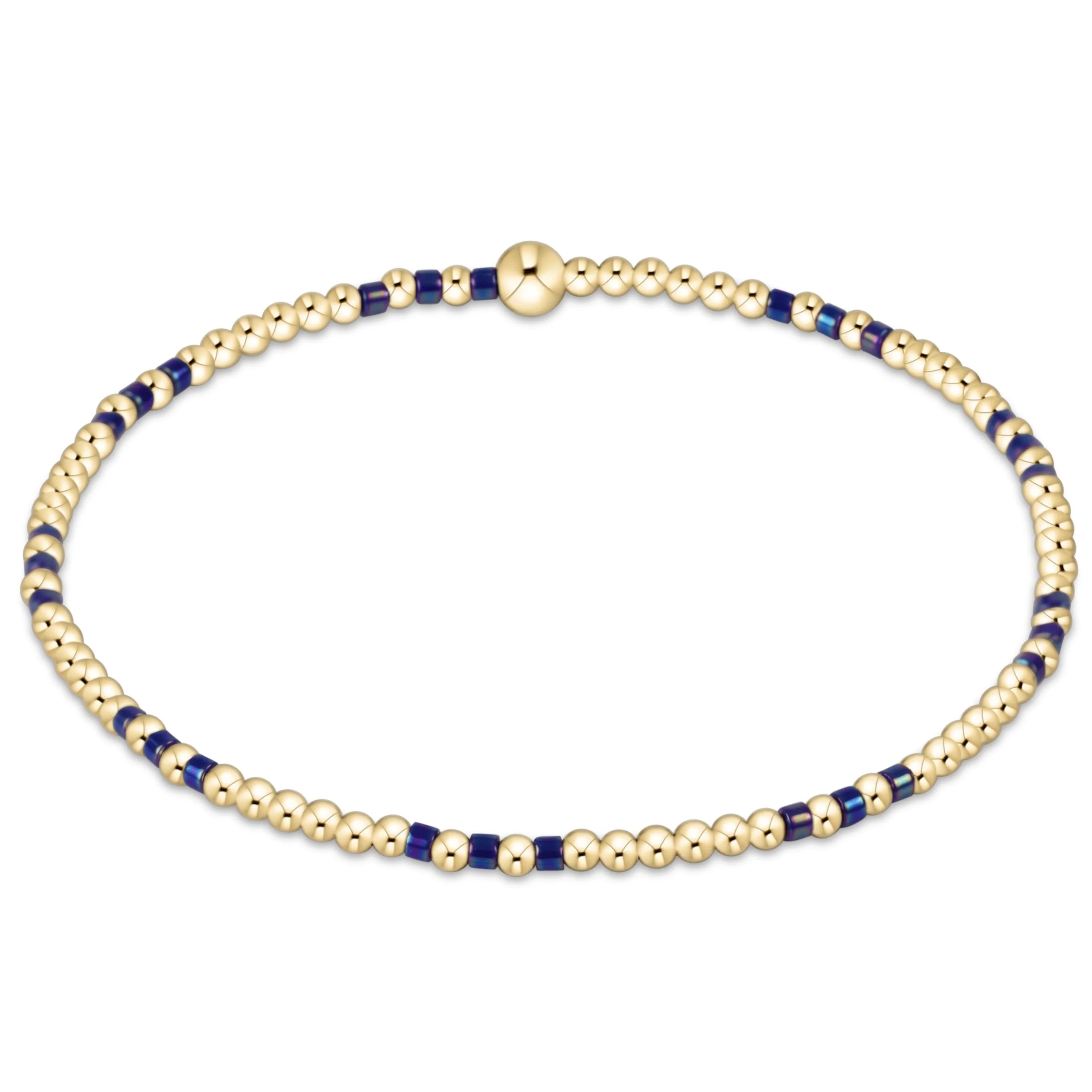 Hope Joy Pattern 2mm Bead Bracelet - Blue Metallic
