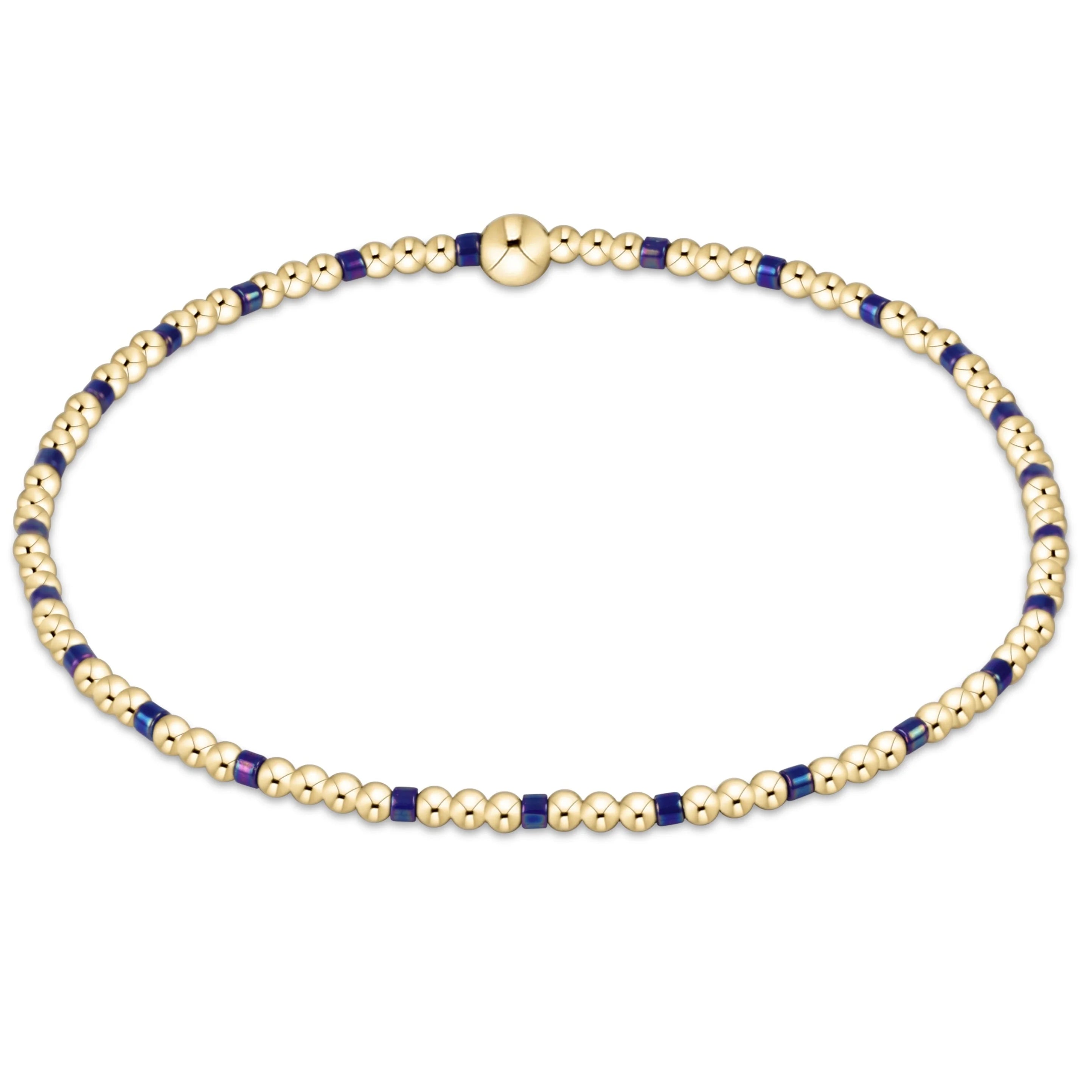 Hope Sincerity Pattern 2mm Bead Bracelet - Blue Metallic