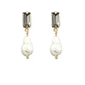 Black Diamond Pearl Drop Earrings