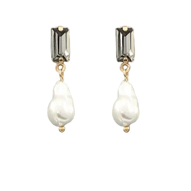Black Diamond Pearl Drop Earrings