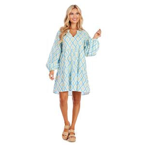 Blue Floral Block Print Vicky Tunic Dress