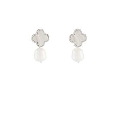Clover & Pearl Drop Earrings