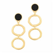 Black Wood Circle and Gold Earrings