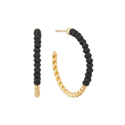 Black Wood and Gold 1.25" Hoop Earrings