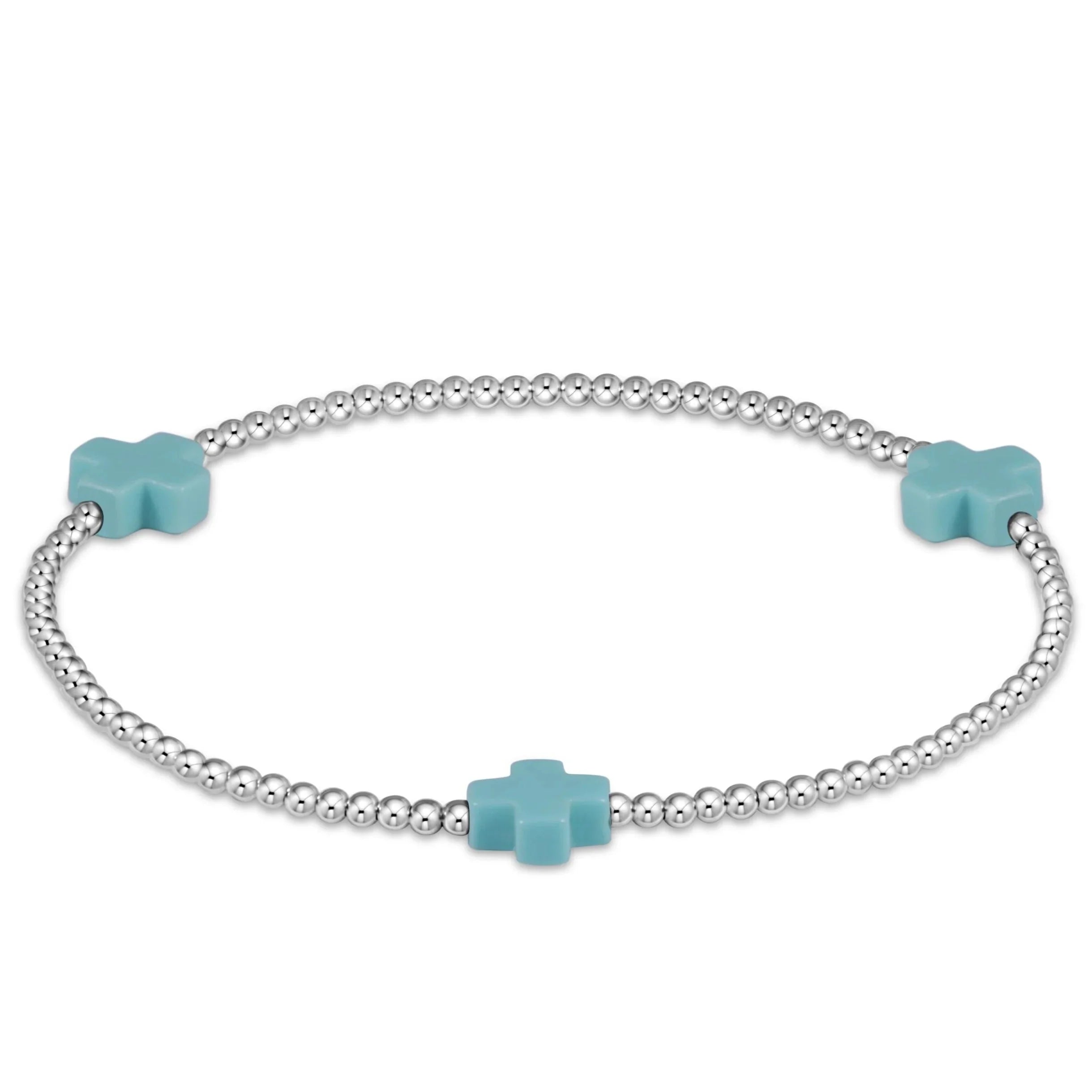 Signature Cross Sterling 2mm Bracelet - Turquoise