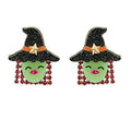 Glitter Witch Face Earrings