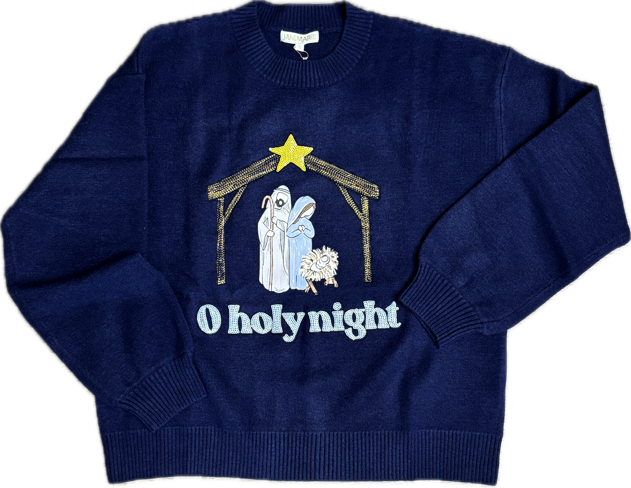 O Holy Night Navy Crew Neck Sweater