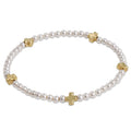 Small Signature Cross Pearl 3mm Gold Bracelet