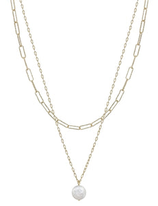 Gold Chain with Freshwater Pearl Necklace