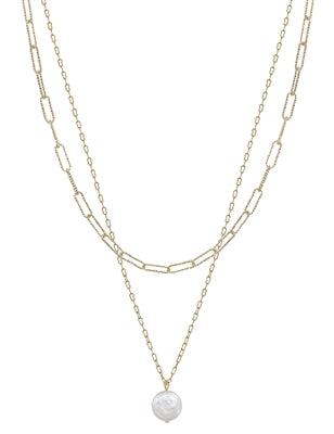 Gold Chain with Freshwater Pearl Necklace