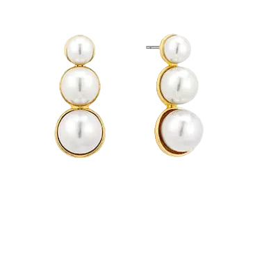 Round Pearl Bar Earrings