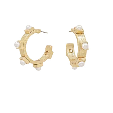 Pearl Textured Hoops