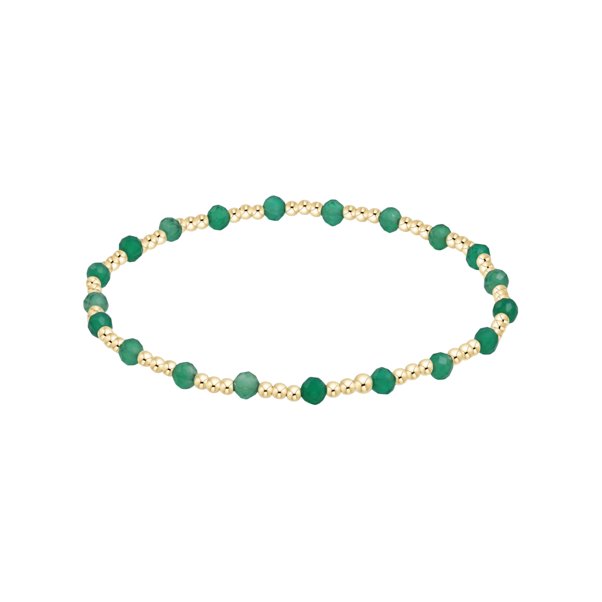 Green Onyx Gold Sincerity 3mm Bead Bracelet