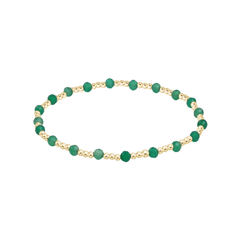 Green Onyx Gold Sincerity 3mm Bead Bracelet