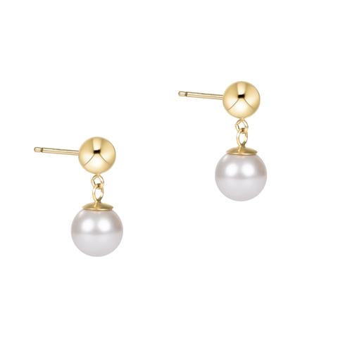 Classic 8mm Ball Drop Stud- Pearl