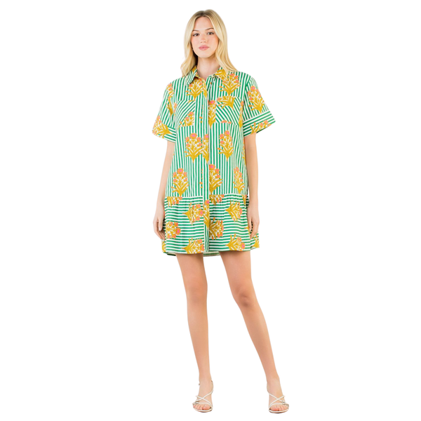 Sable Floral Green Mini Dress