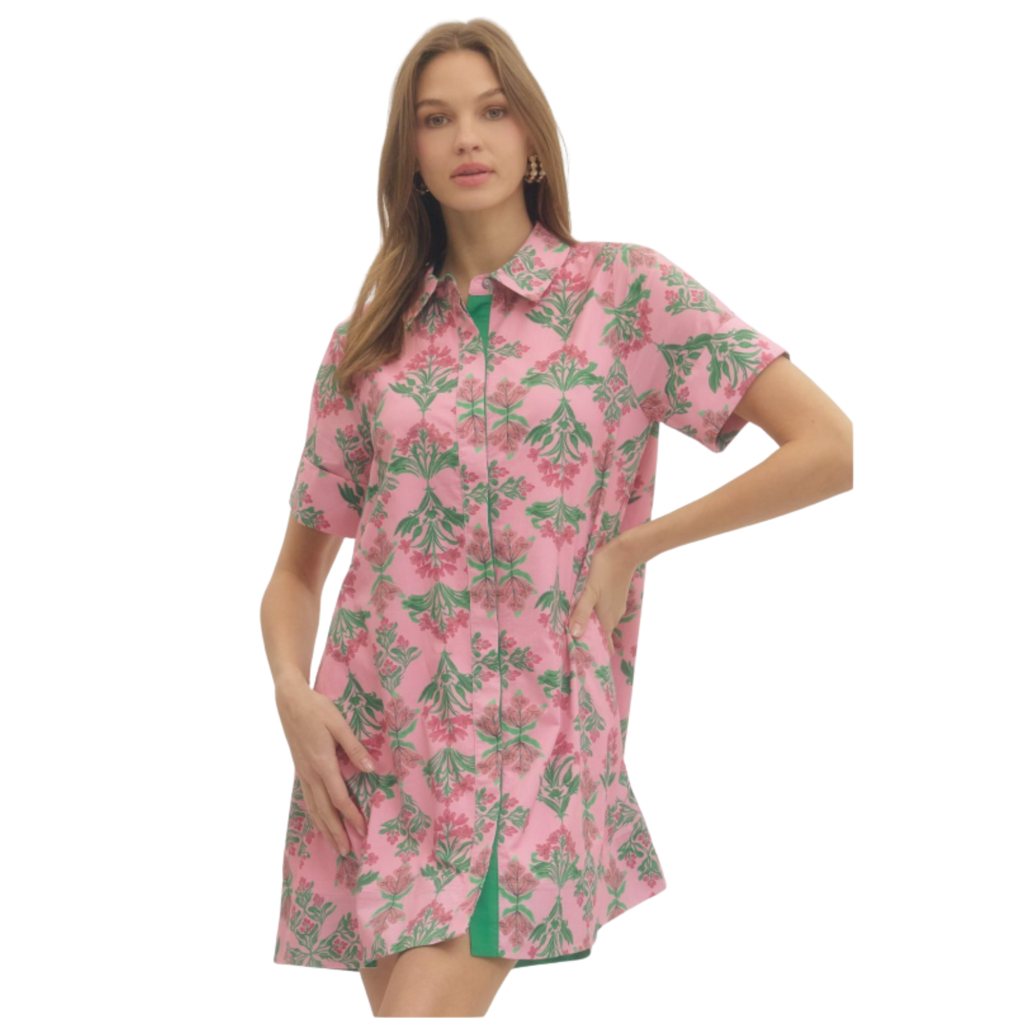 Evelynn Pink Floral Mini  Dress
