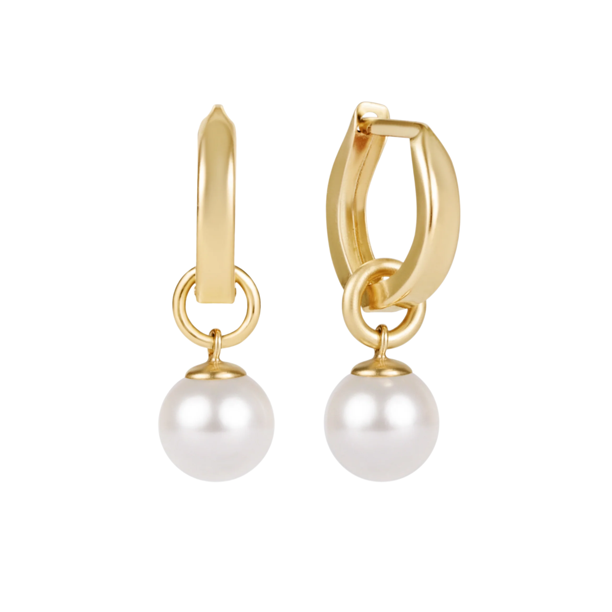 Huggie Gold 0.5" Hoop - Classic Pearl 8mm Charm