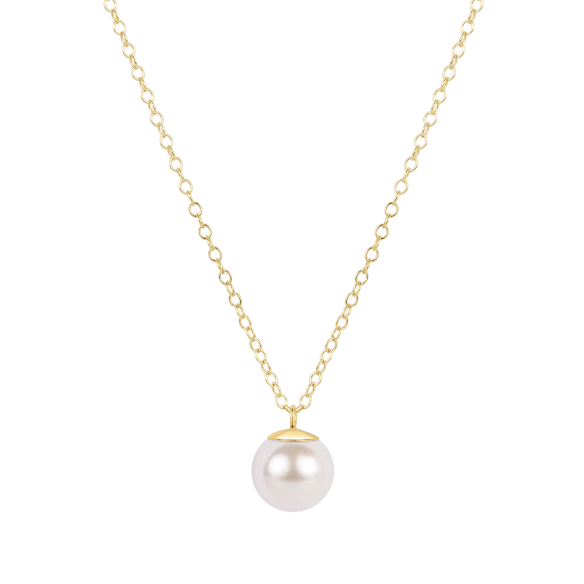 16" Necklace Gold - Classic Pearl 10mm Charm