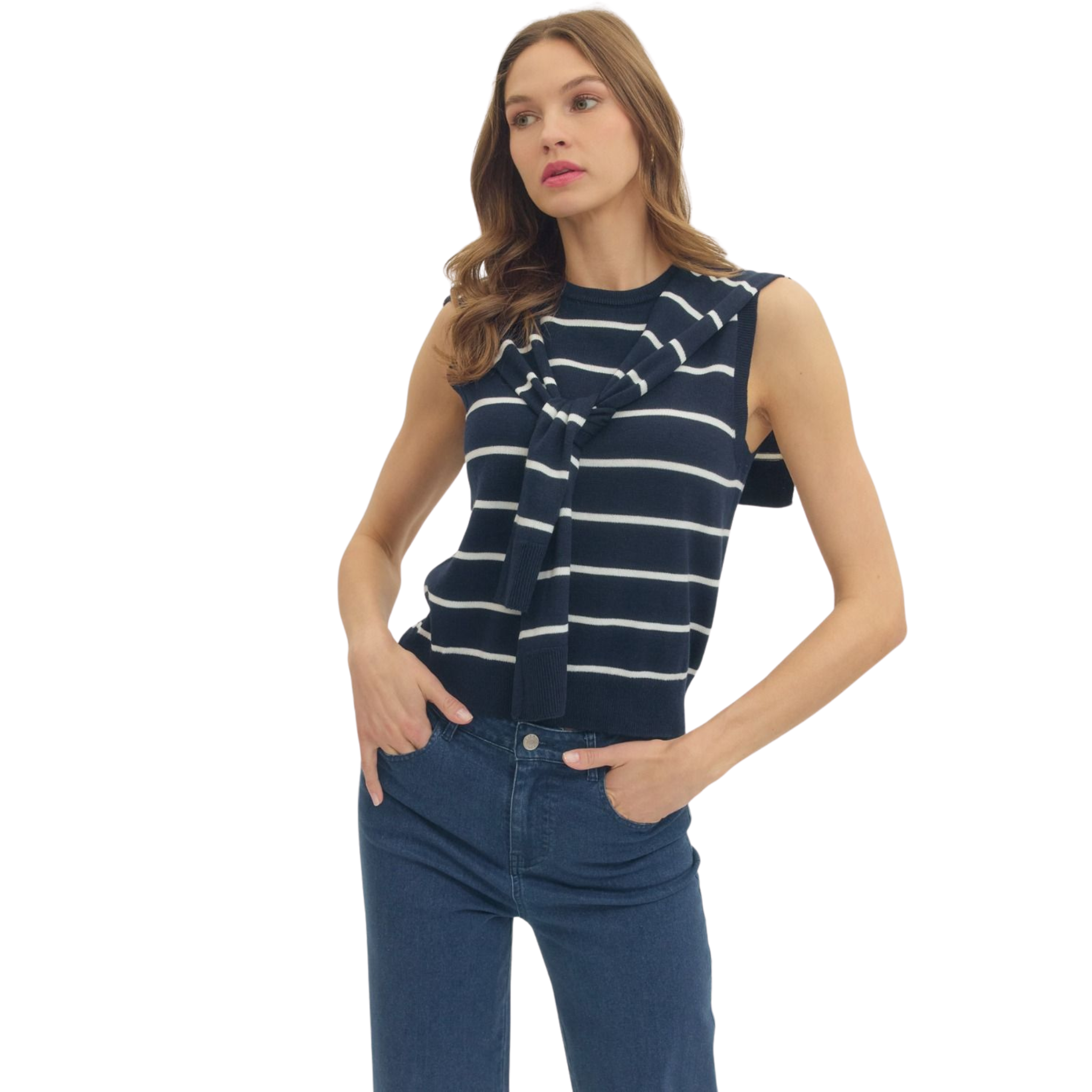 Riya Navy Sleeveless Top