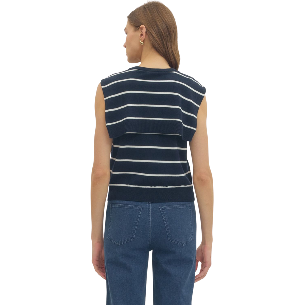 Riya Navy Sleeveless Top