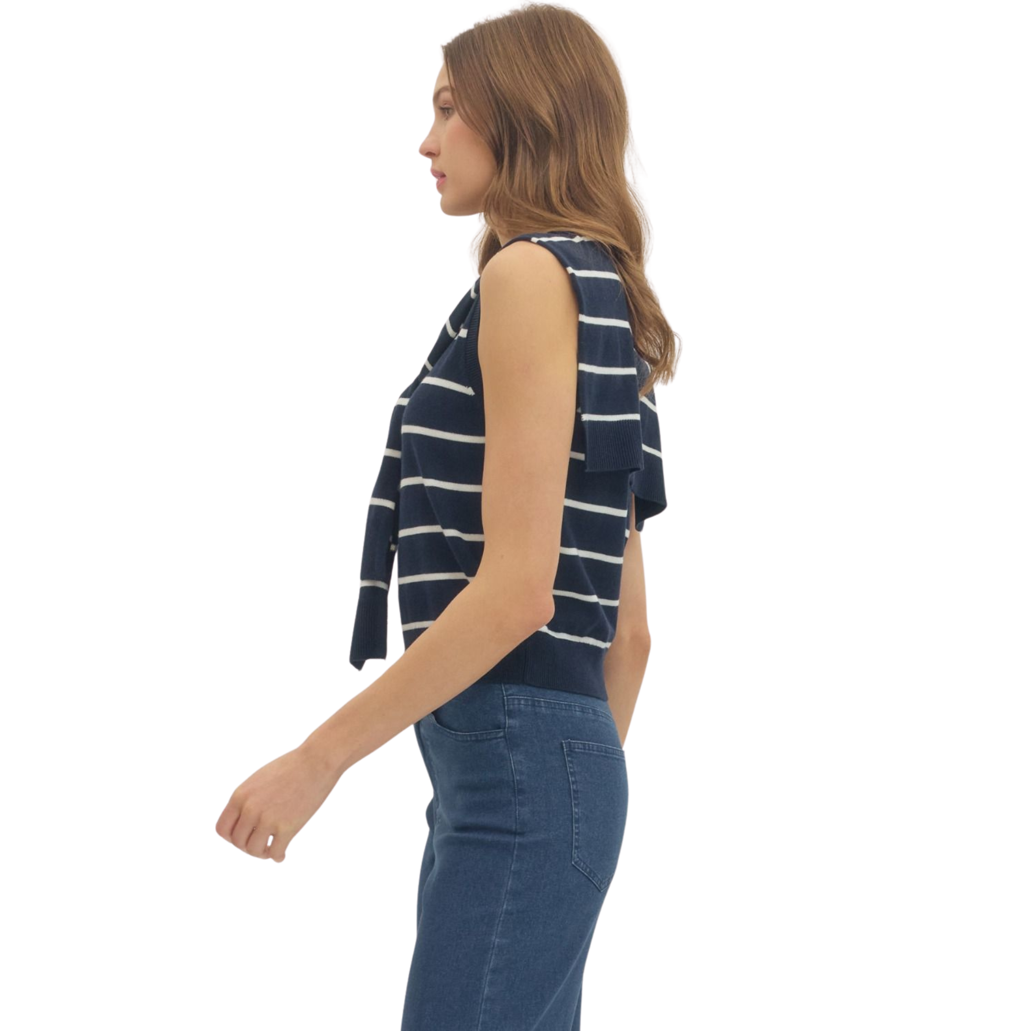Riya Navy Sleeveless Top