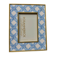 4x6 Gold Bamboo Trellis Sky Blue Frame