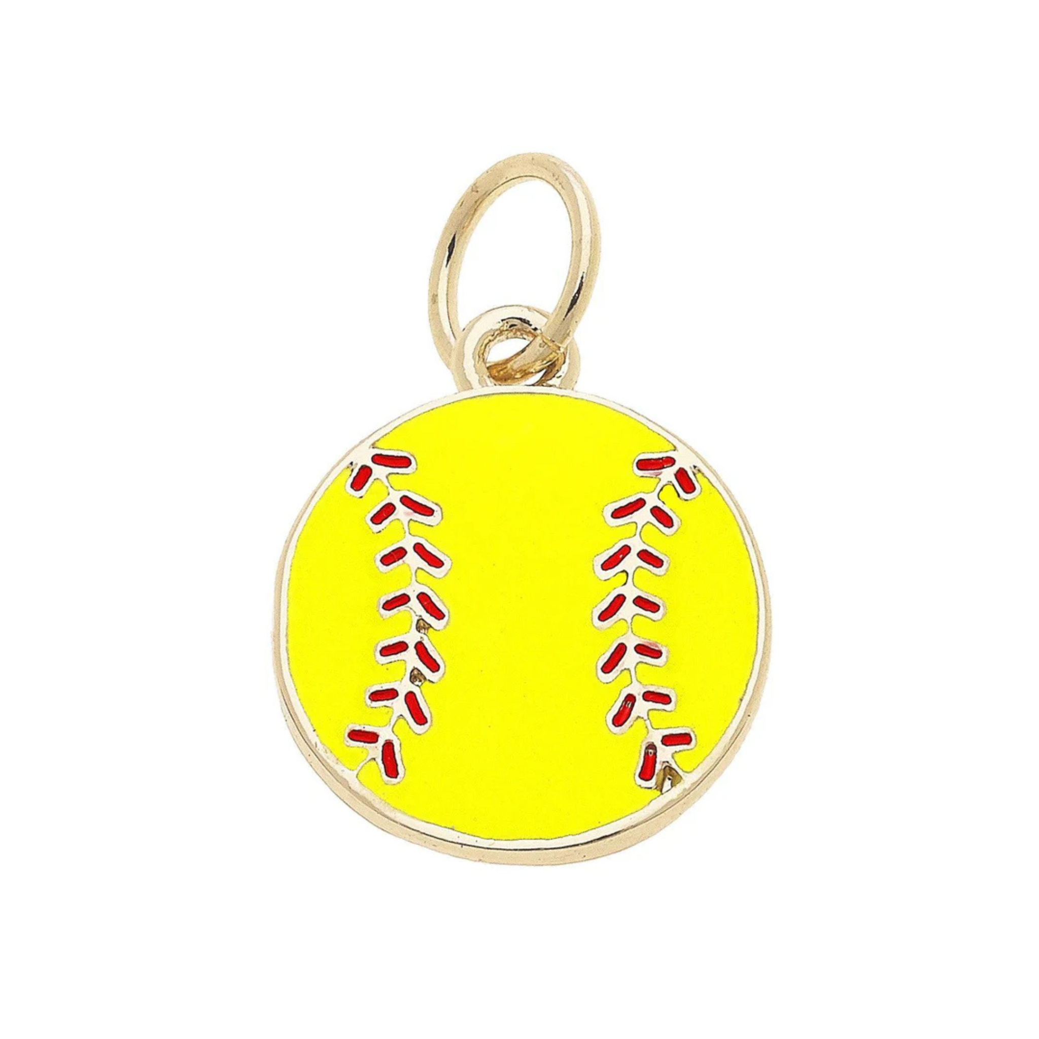 Enamel Softball Charm Gold