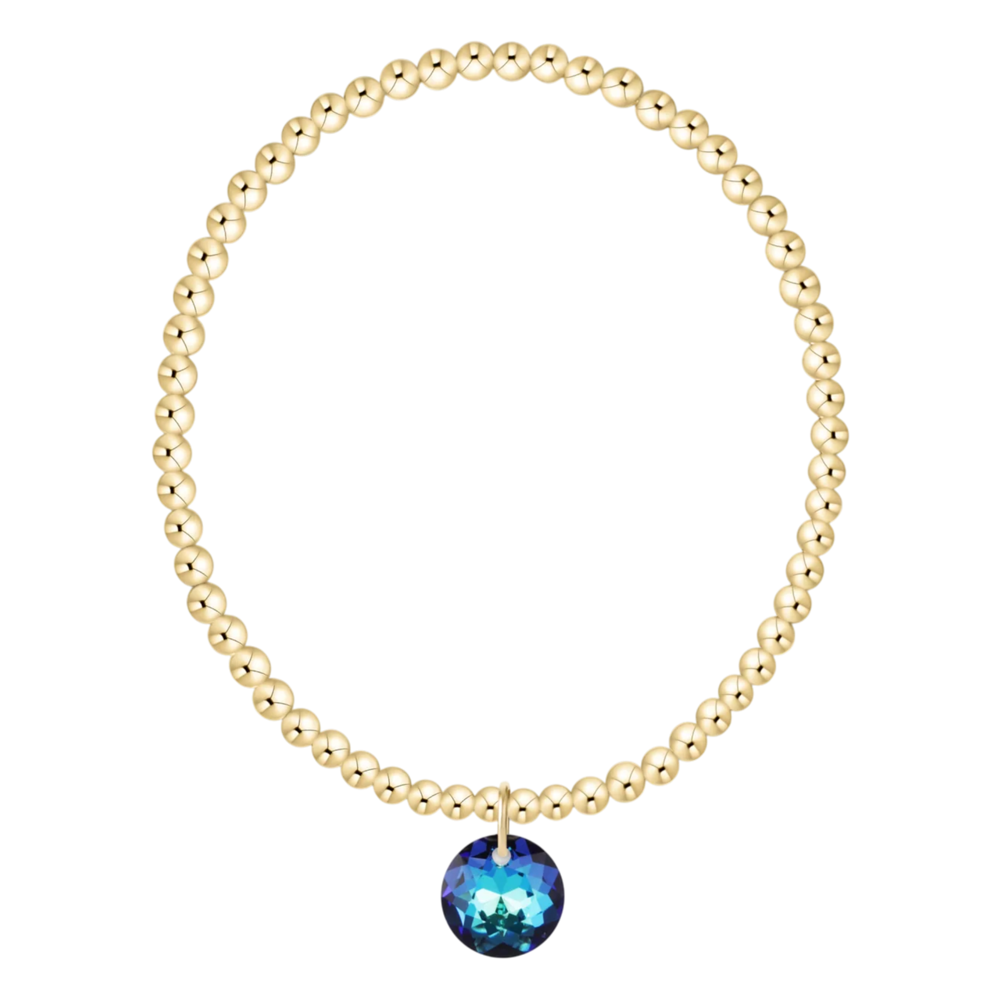 Classic Gold 3mm Bracelet - Reflection Charm - 12