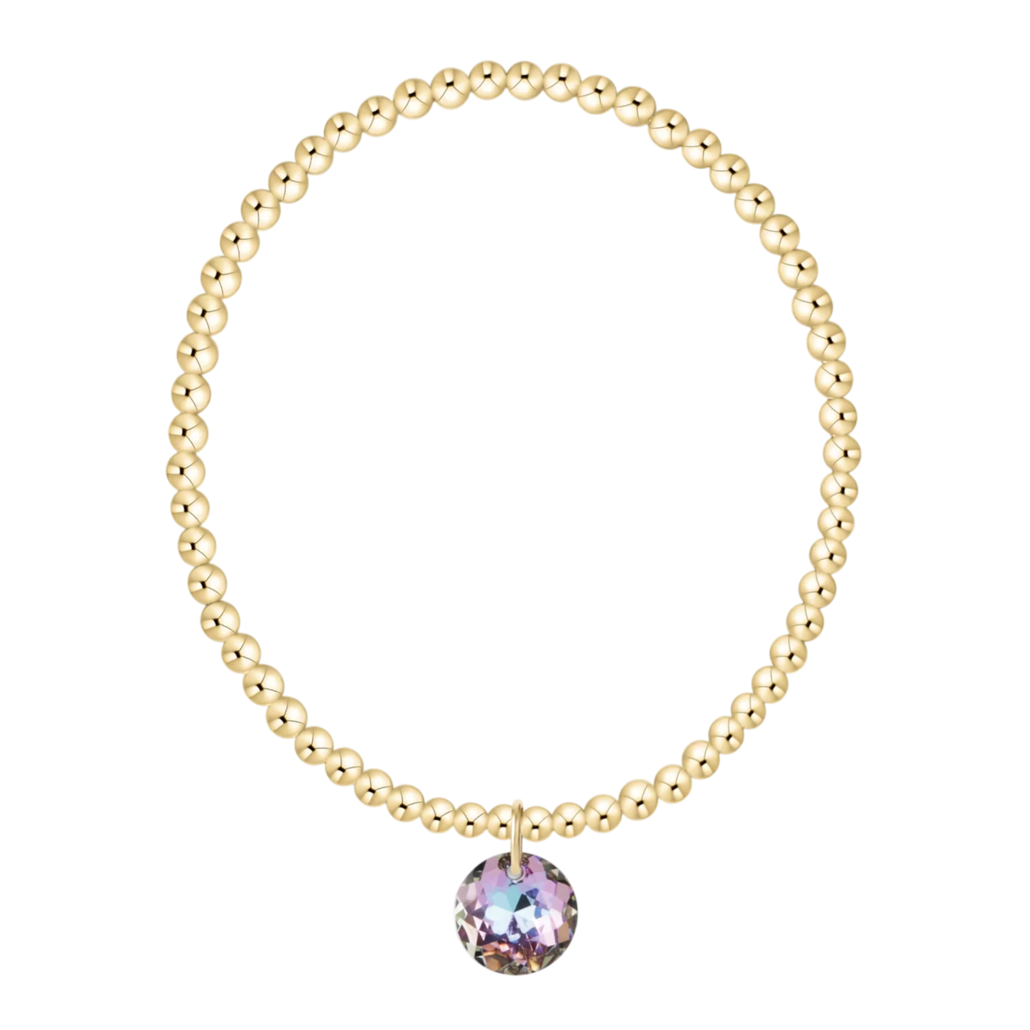 Classic Gold 3mm Bracelet - Reflection Charm - 06