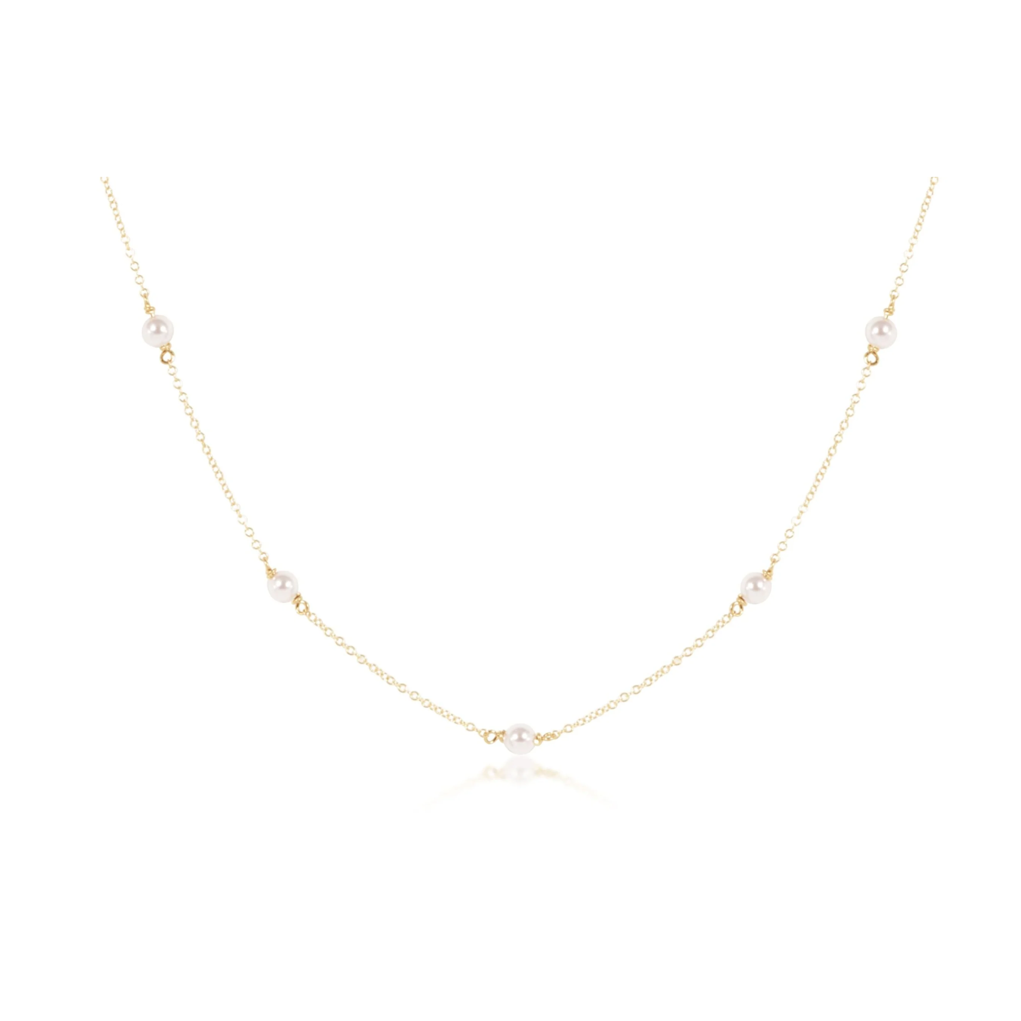 15" Choker Simplicity Chain Gold - 4mm Pearl