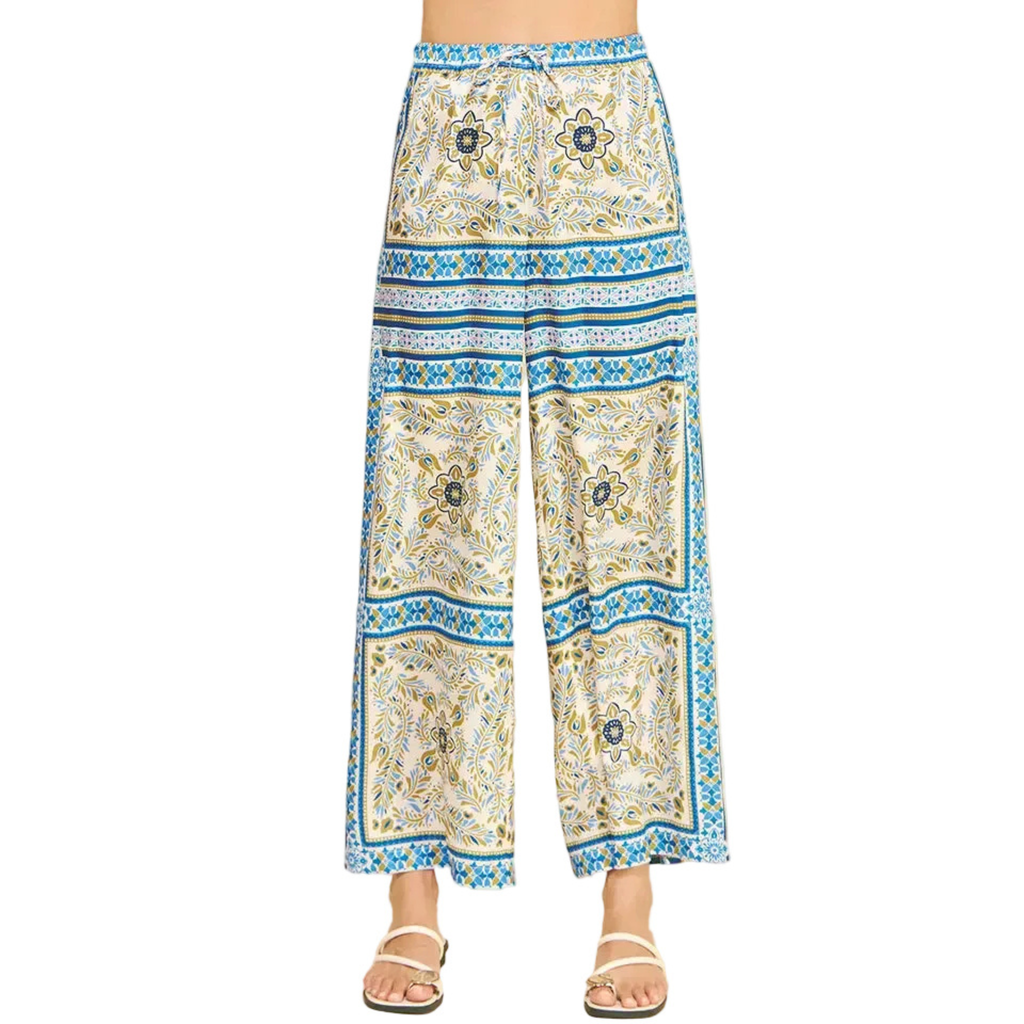 Scarf Print Wide Leg Pants