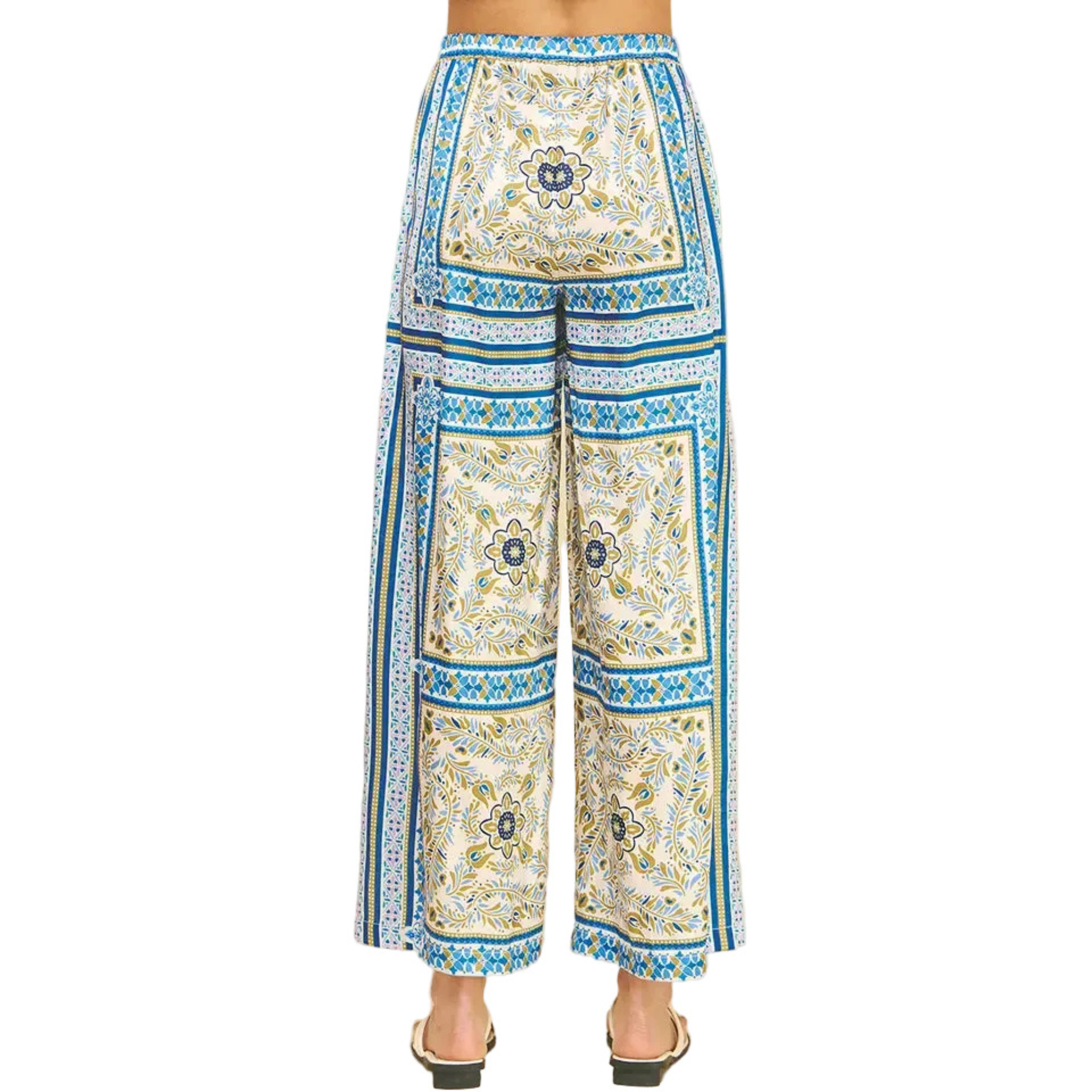 Scarf Print Wide Leg Pants
