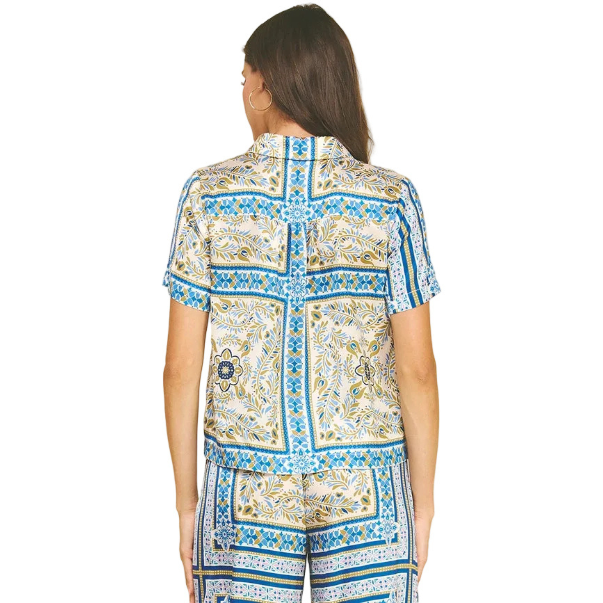 Scarf Print Button Down Shirt