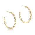 Beaded Classic 1.25" Post Hoop  - 3mm Gold