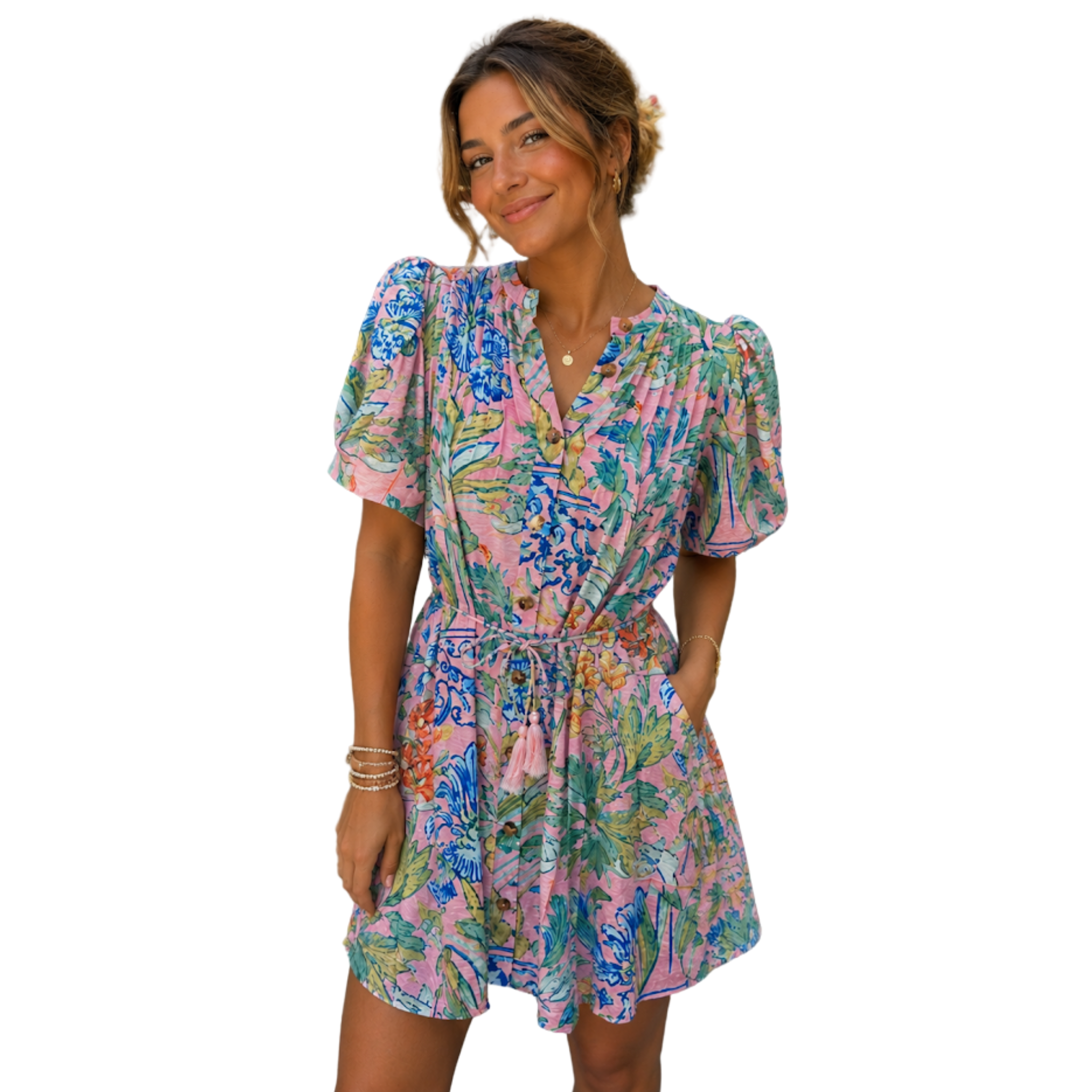 Clara Pink Pattern Dress