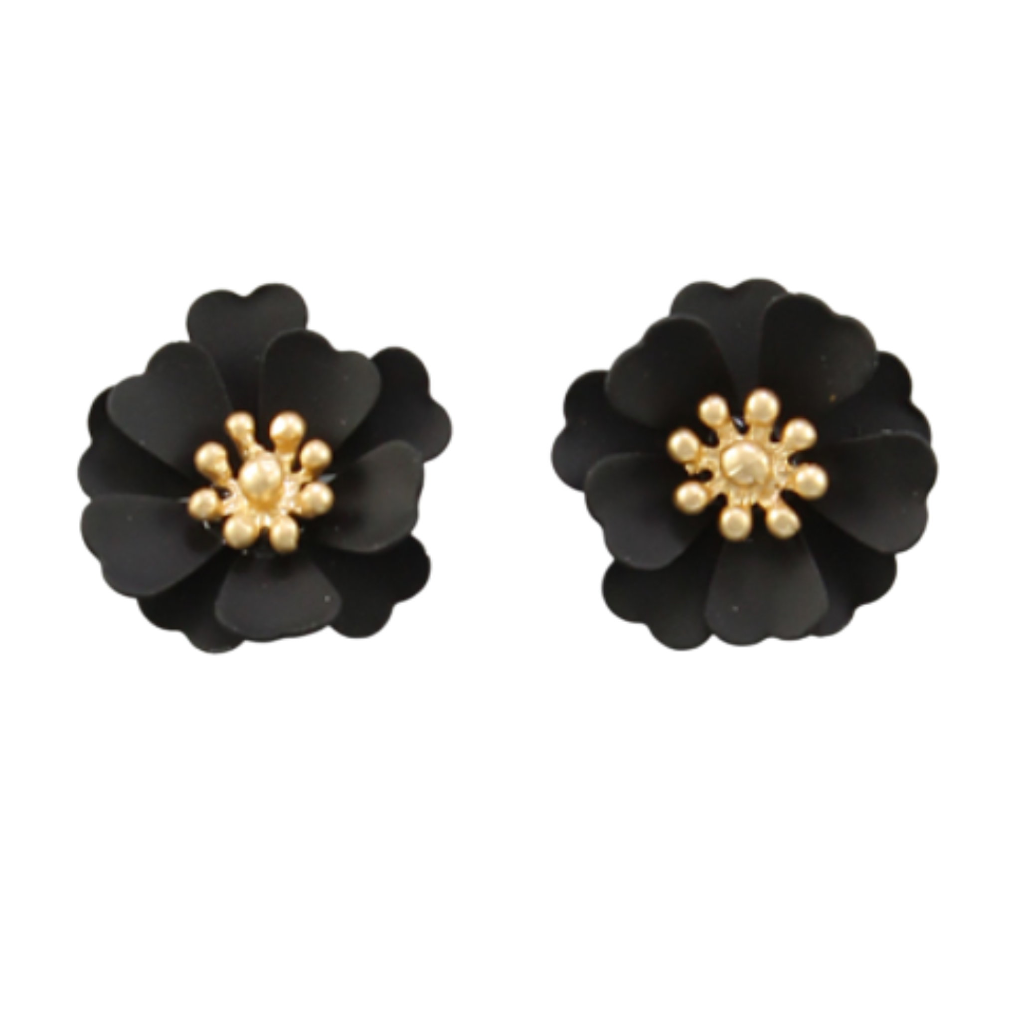 Black Flower Studs