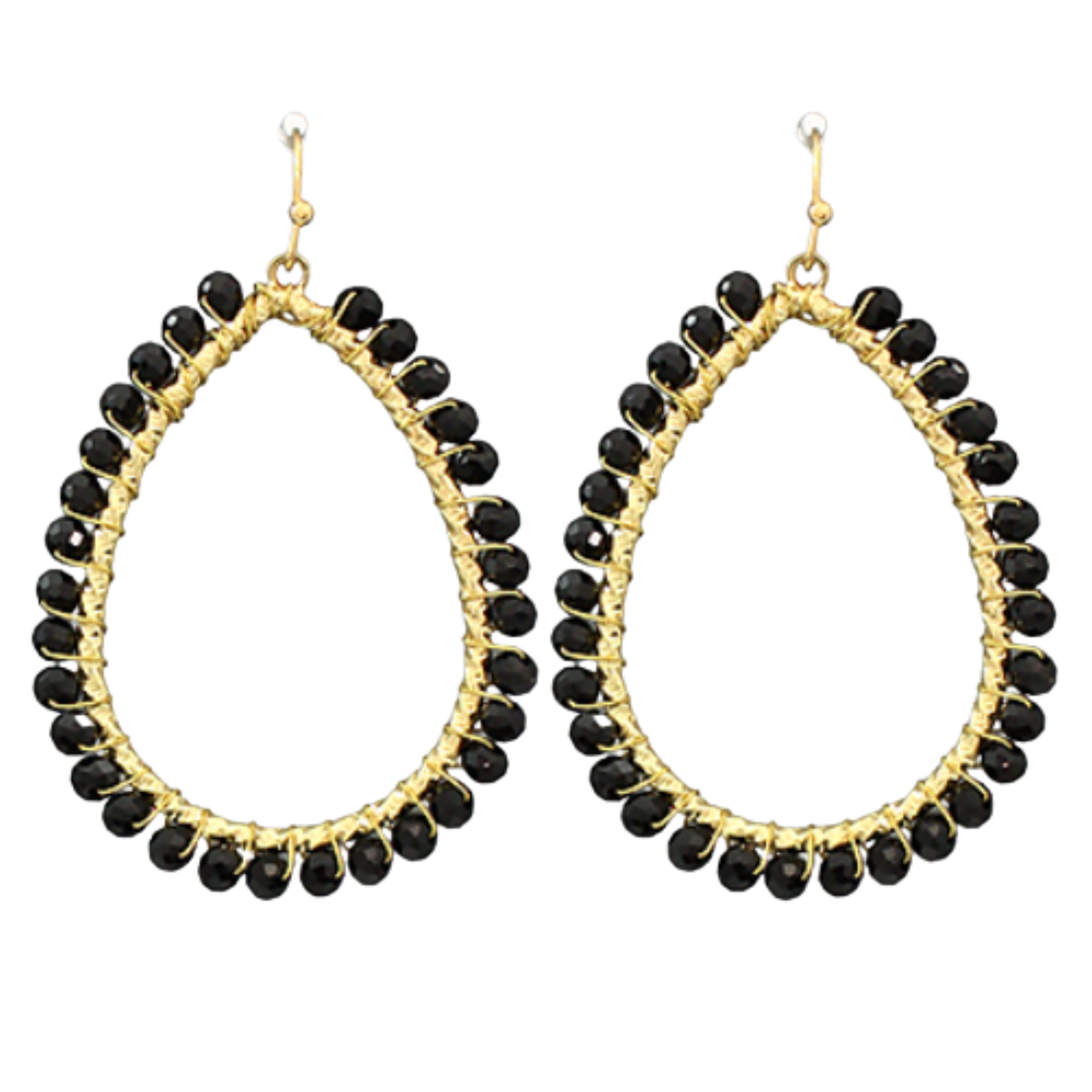 Black Teardrop Bead Earrings