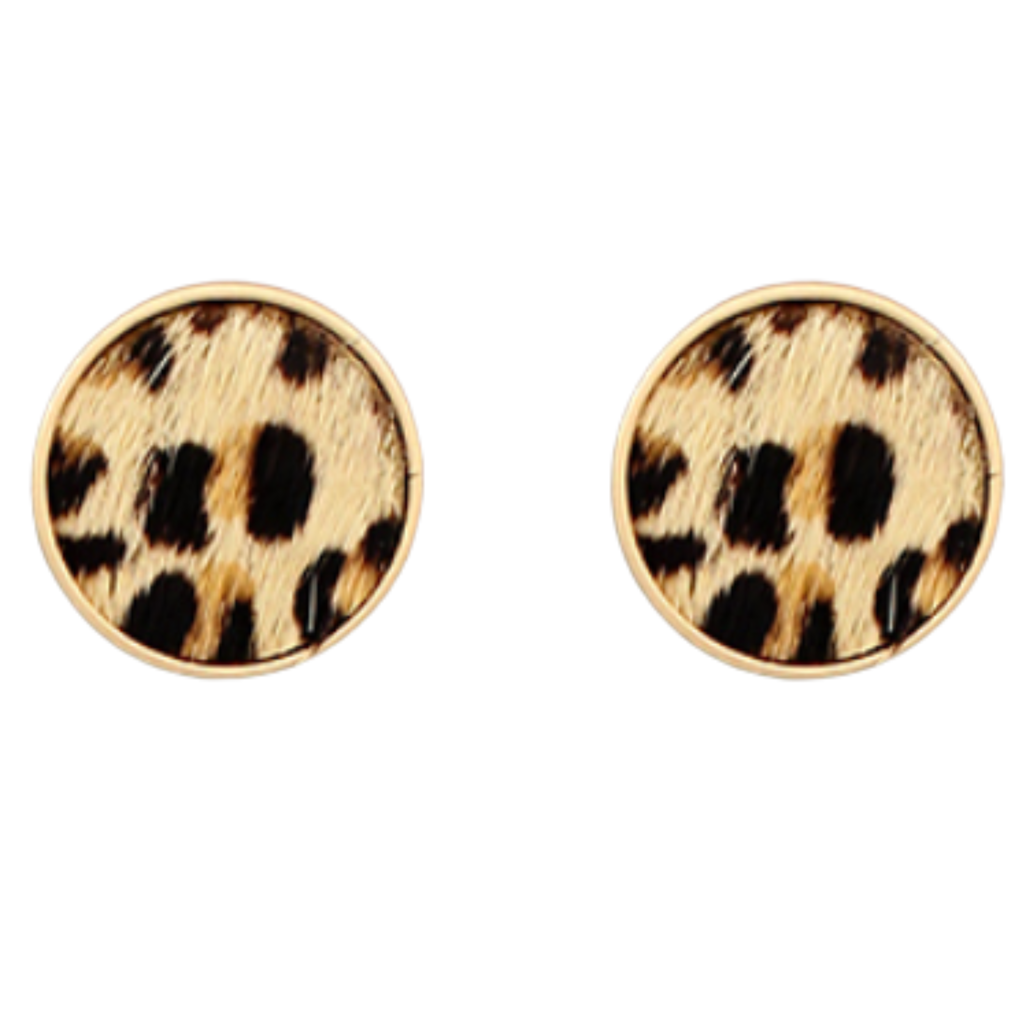 Cowhide Leopard Studs - Cream