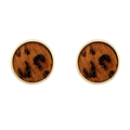 Cowhide Leopard Studs - Brown