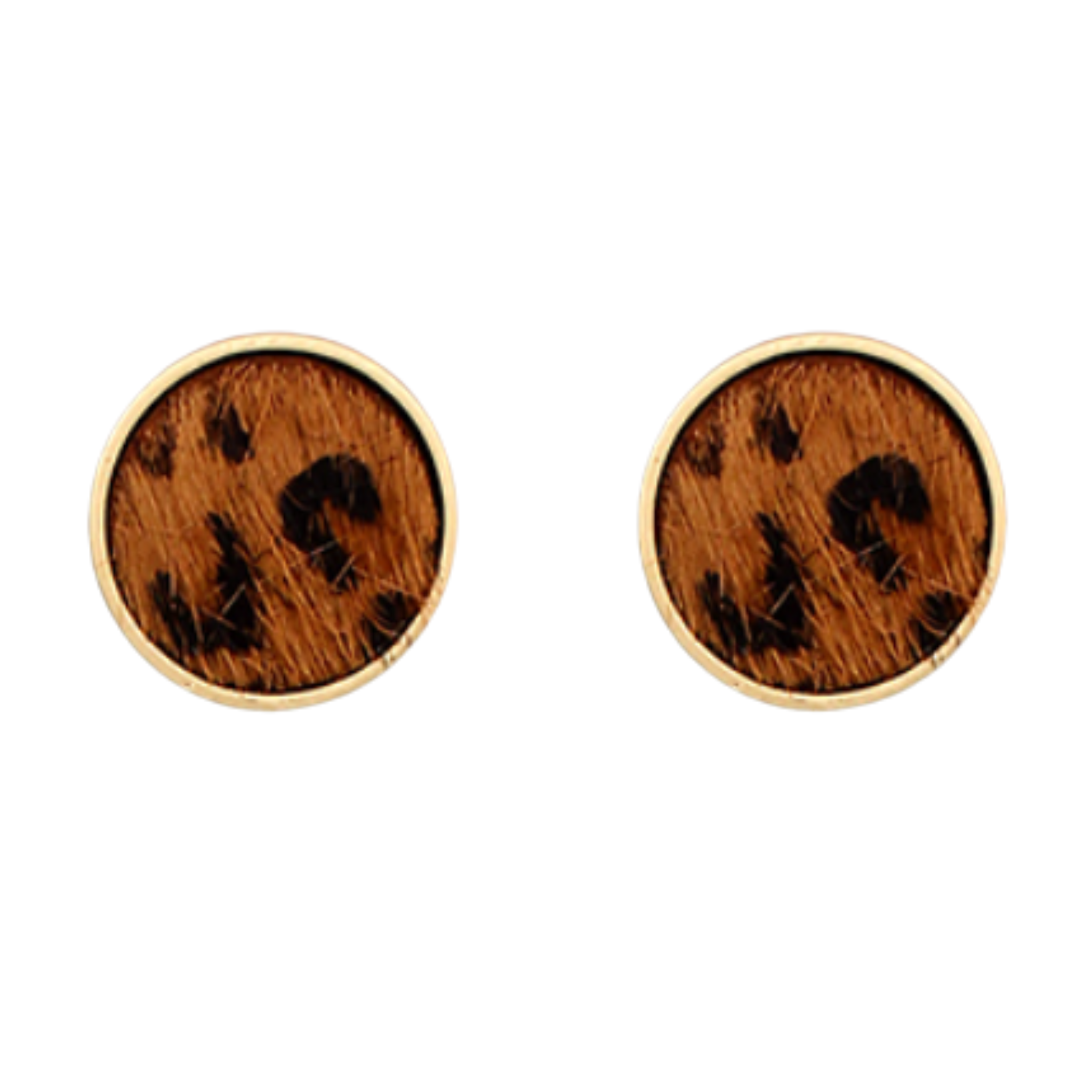 Cowhide Leopard Studs - Brown