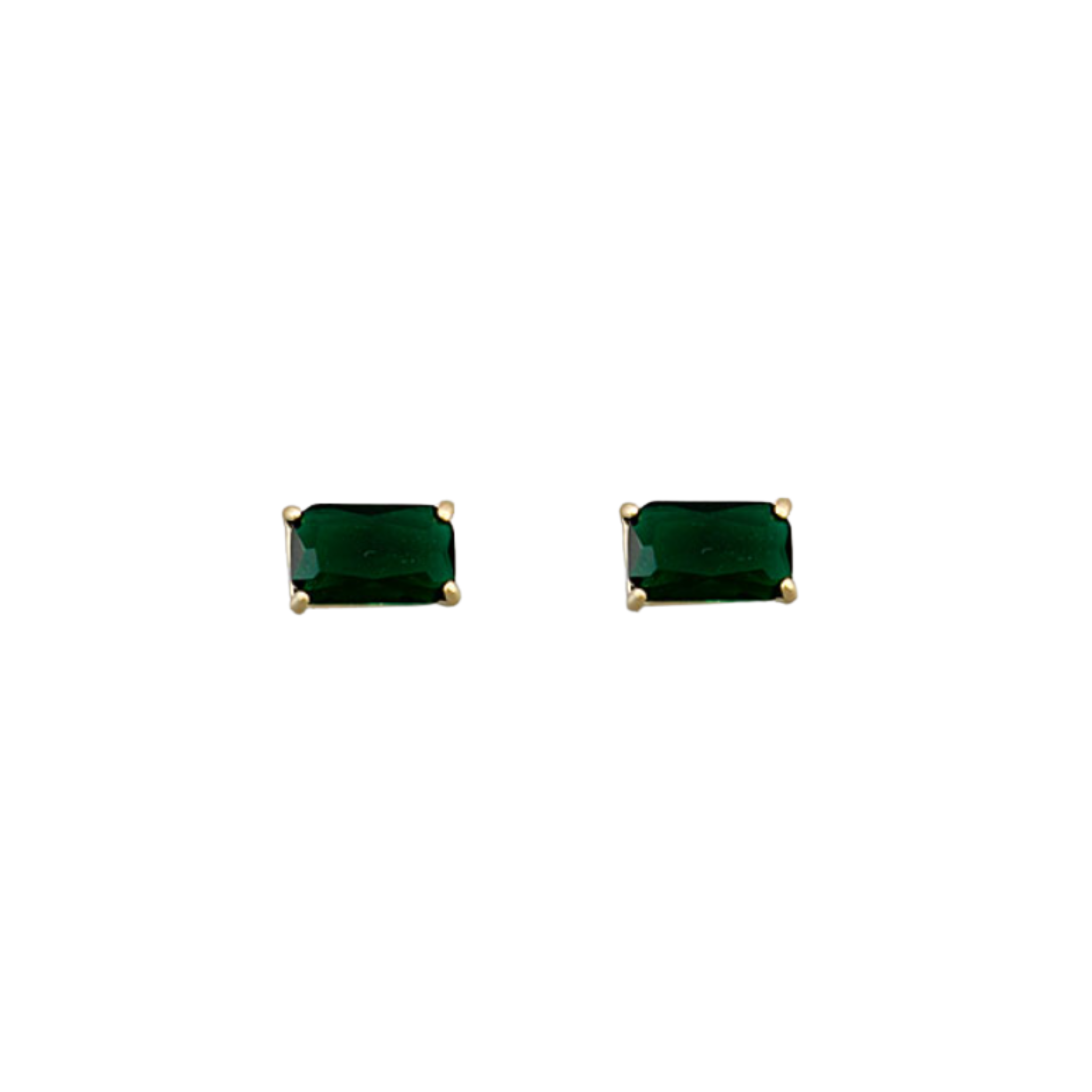 Rectangle Glass Stone Stud (Green)