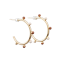 Color Ball Trimmed Hoops (White/Brown)