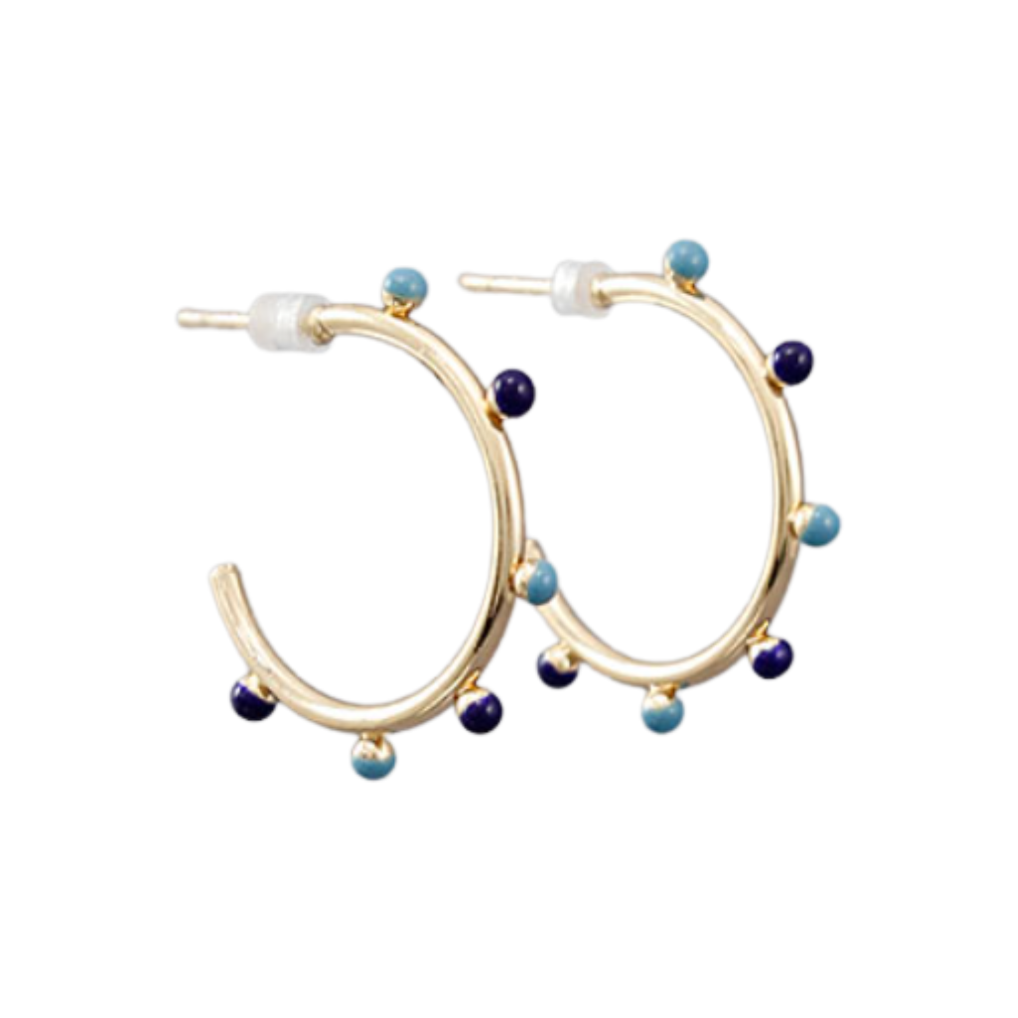 Color Ball Trimmed Hoops (Blue Multi Color)