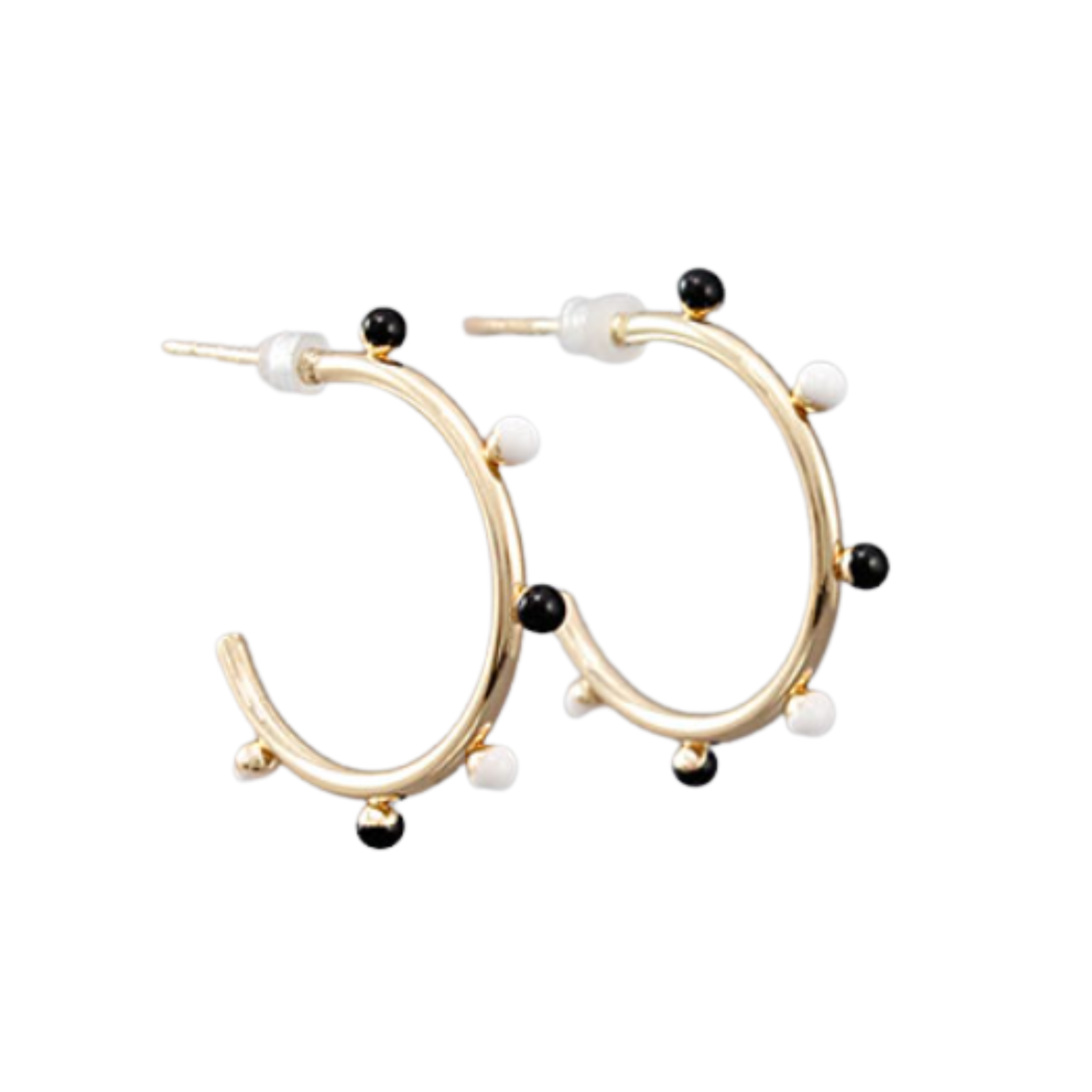 Color Ball Trimmed Hoops (Black/White)