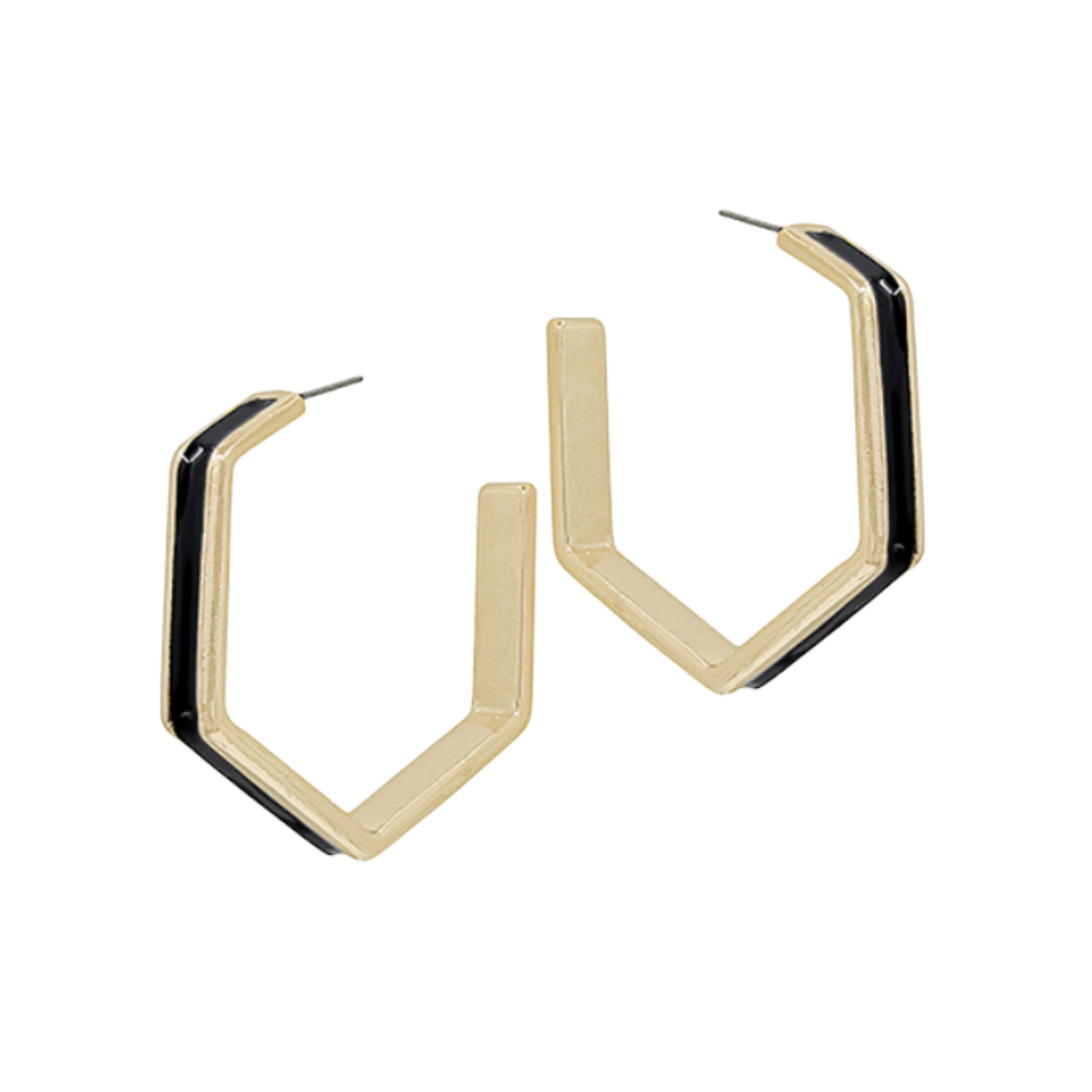 Epoxy Black Line Hexagon Hoops