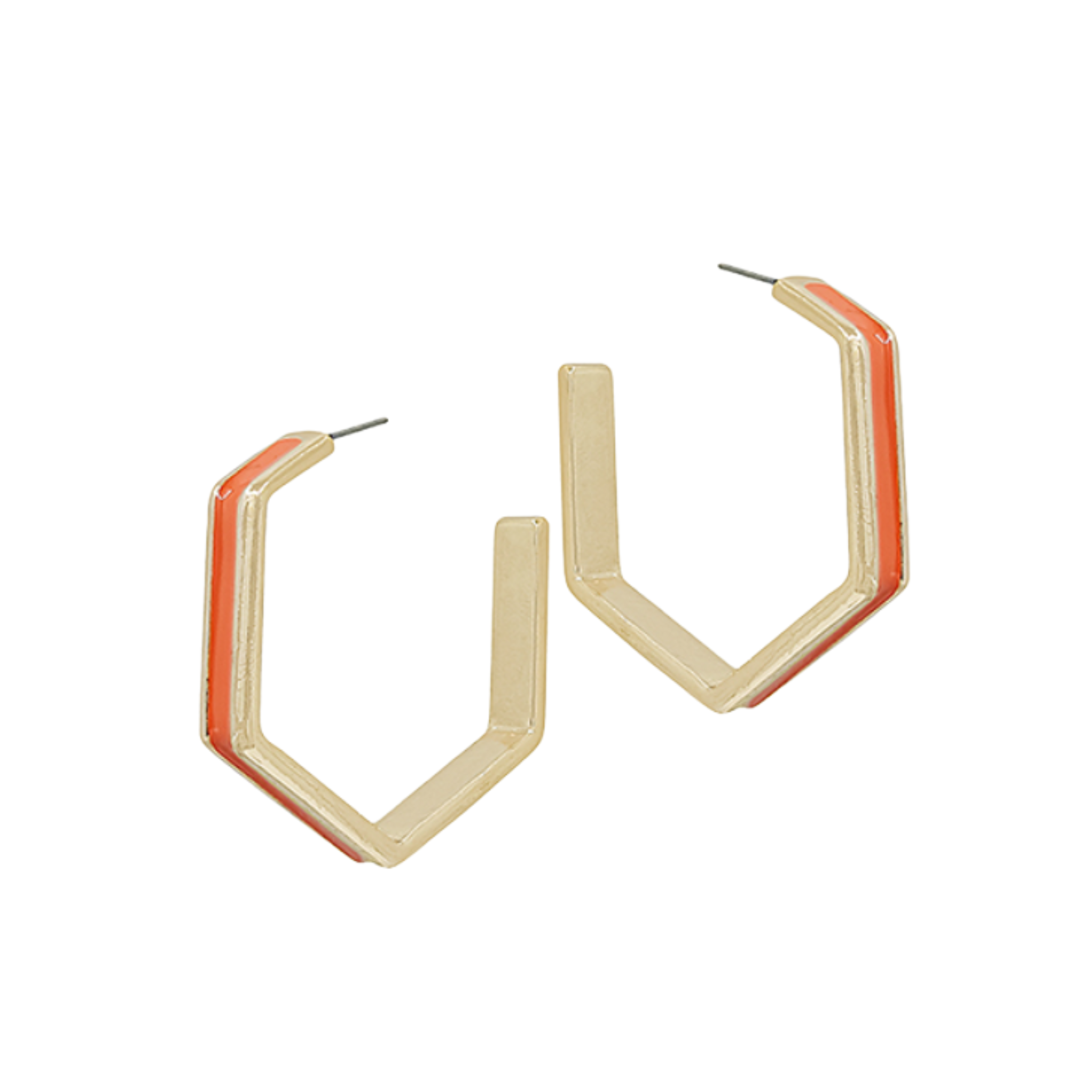 Epoxy Orange Line Hexagon Hoops