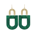 Arch & Geometric Green Earings
