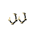 Thread Wrapped Crystal Hoops (Black/Gold)