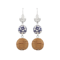 Ceramic & Rattan Ball Drop Earrings